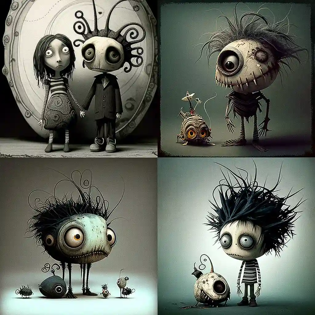 蒂姆·伯顿 tim burton风格midjourney AI绘画作品 -蒂姆·伯顿 tim burton风格midjourney AI绘画作品