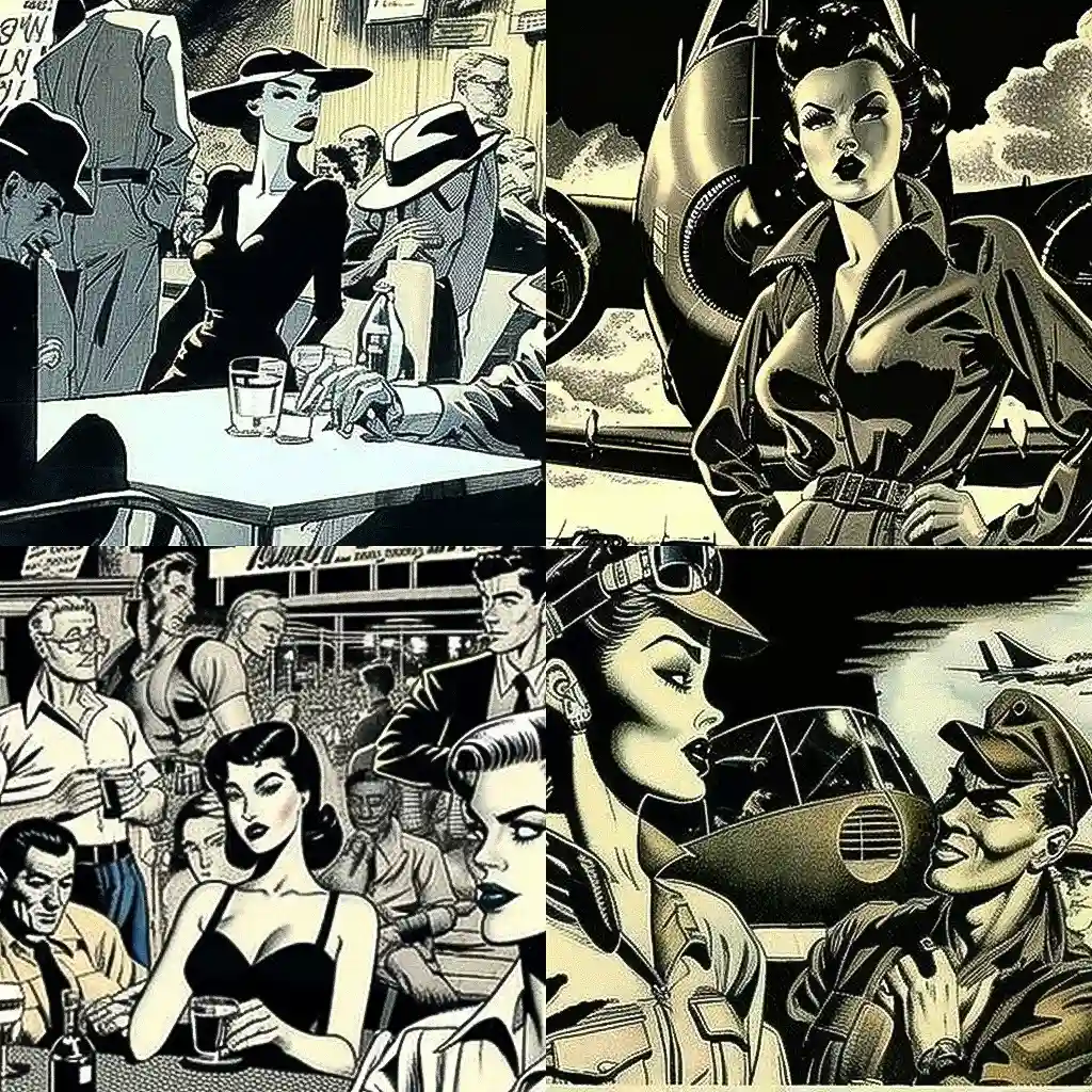 -米尔顿·坎尼夫 milton caniff风格midjourney AI绘画作品