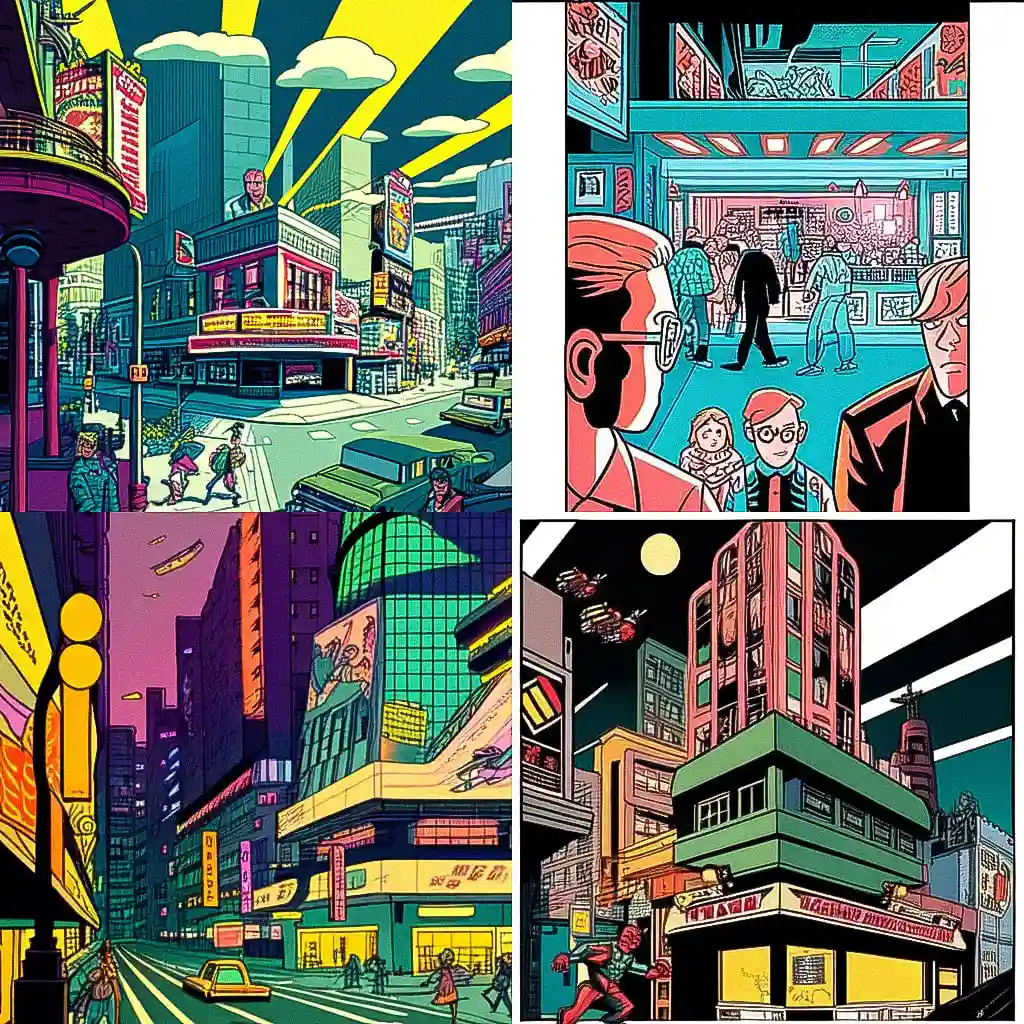 丹·克劳斯 dan clowes风格midjourney AI绘画作品 -丹·克劳斯 dan clowes风格midjourney AI绘画作品