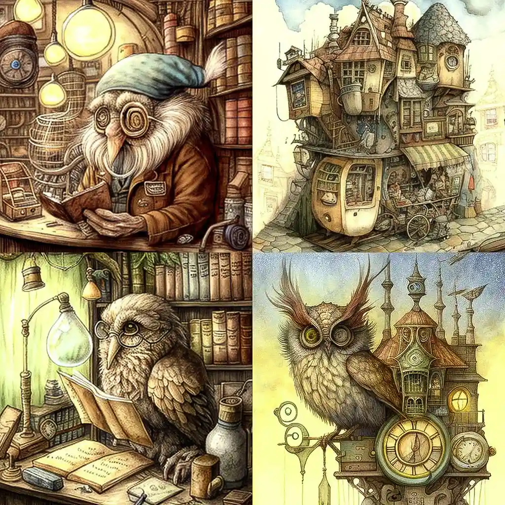 史蒂夫·迪特科 tony diterlizzi风格midjourney AI绘画作品 -史蒂夫·迪特科 tony diterlizzi风格midjourney AI绘画作品