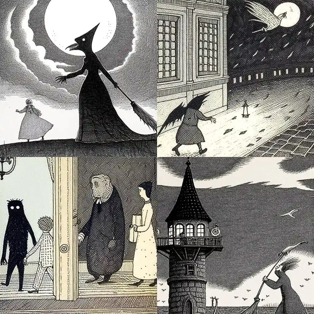 爱德华·戈尔利 edward gorey风格midjourney AI绘画作品 -爱德华·戈尔利 edward gorey风格midjourney AI绘画作品