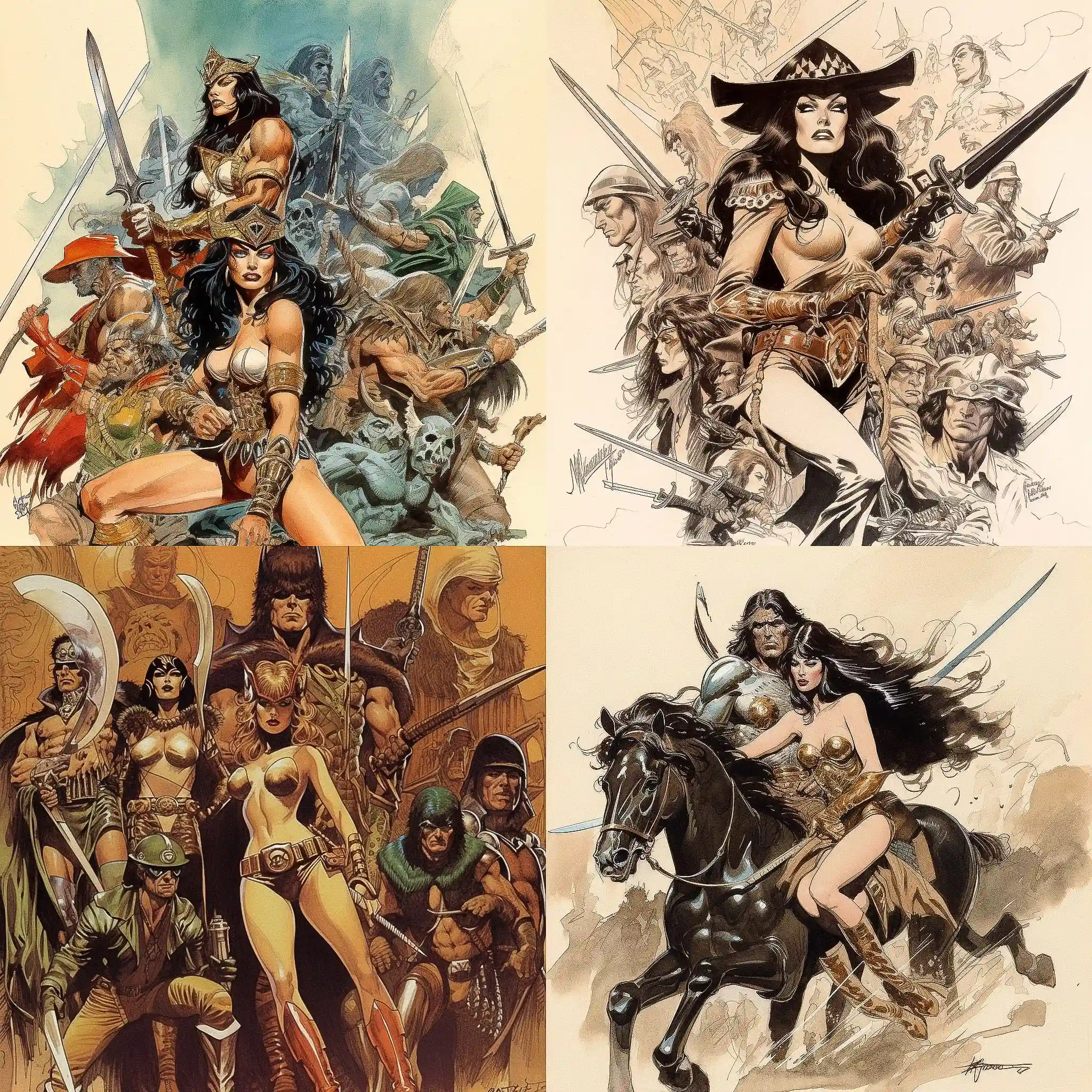 迈克·格雷尔 mike grell风格midjourney AI绘画作品 -迈克·格雷尔 mike grell风格midjourney AI绘画作品