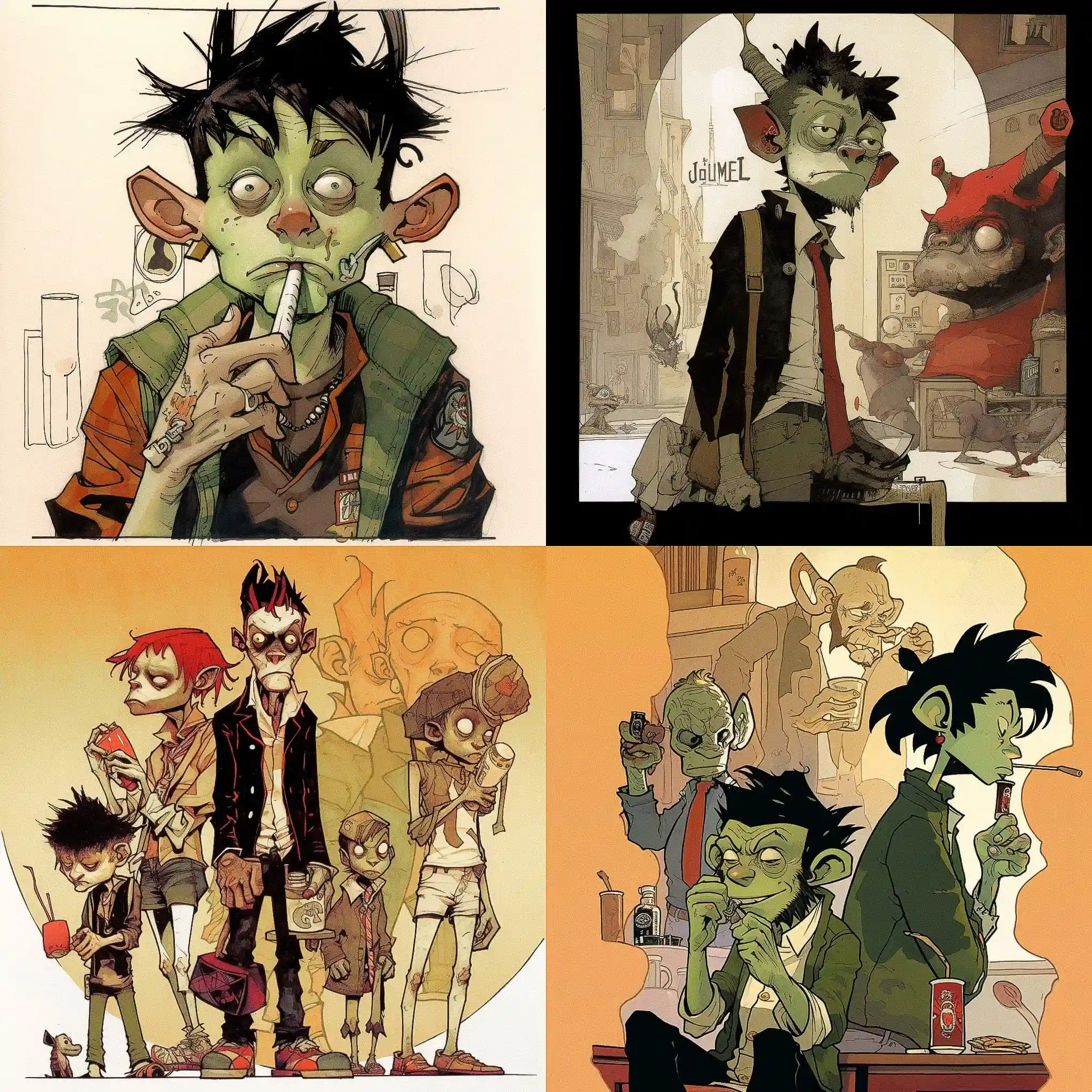 -杰米·休利特 jamie hewlett风格midjourney AI绘画作品