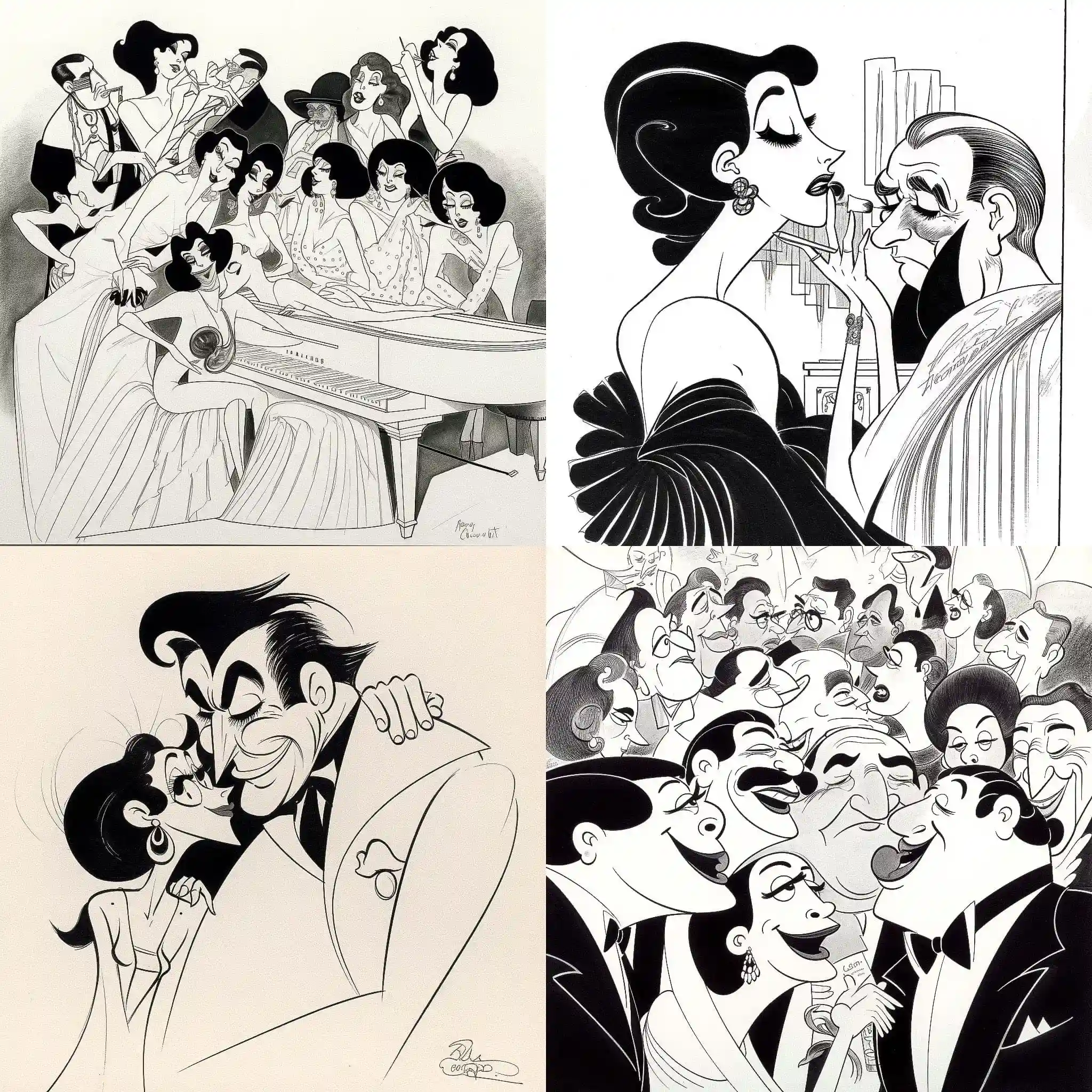 艾尔·希尔什费尔德 al hirschfeld风格midjourney AI绘画作品 -艾尔·希尔什费尔德 al hirschfeld风格midjourney AI绘画作品