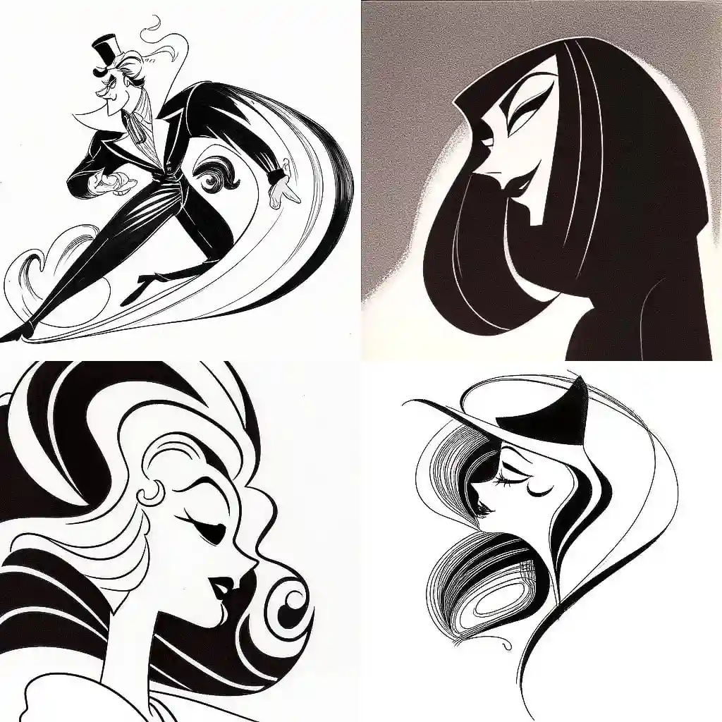艾尔·希尔什费尔德 al hirschfeld风格midjourney AI绘画作品 -艾尔·希尔什费尔德 al hirschfeld风格midjourney AI绘画作品