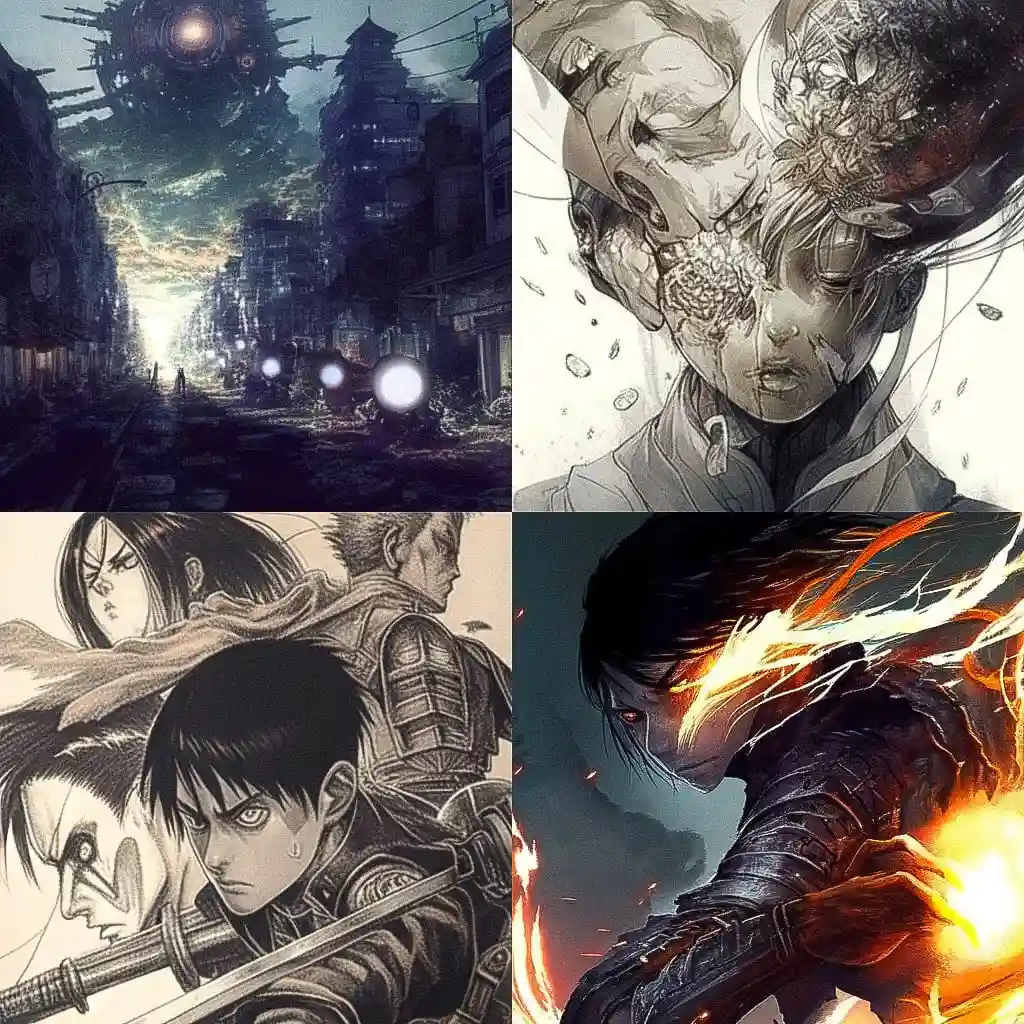 谷崎始 hajime isayama风格midjourney AI绘画作品 -谷崎始 hajime isayama风格midjourney AI绘画作品