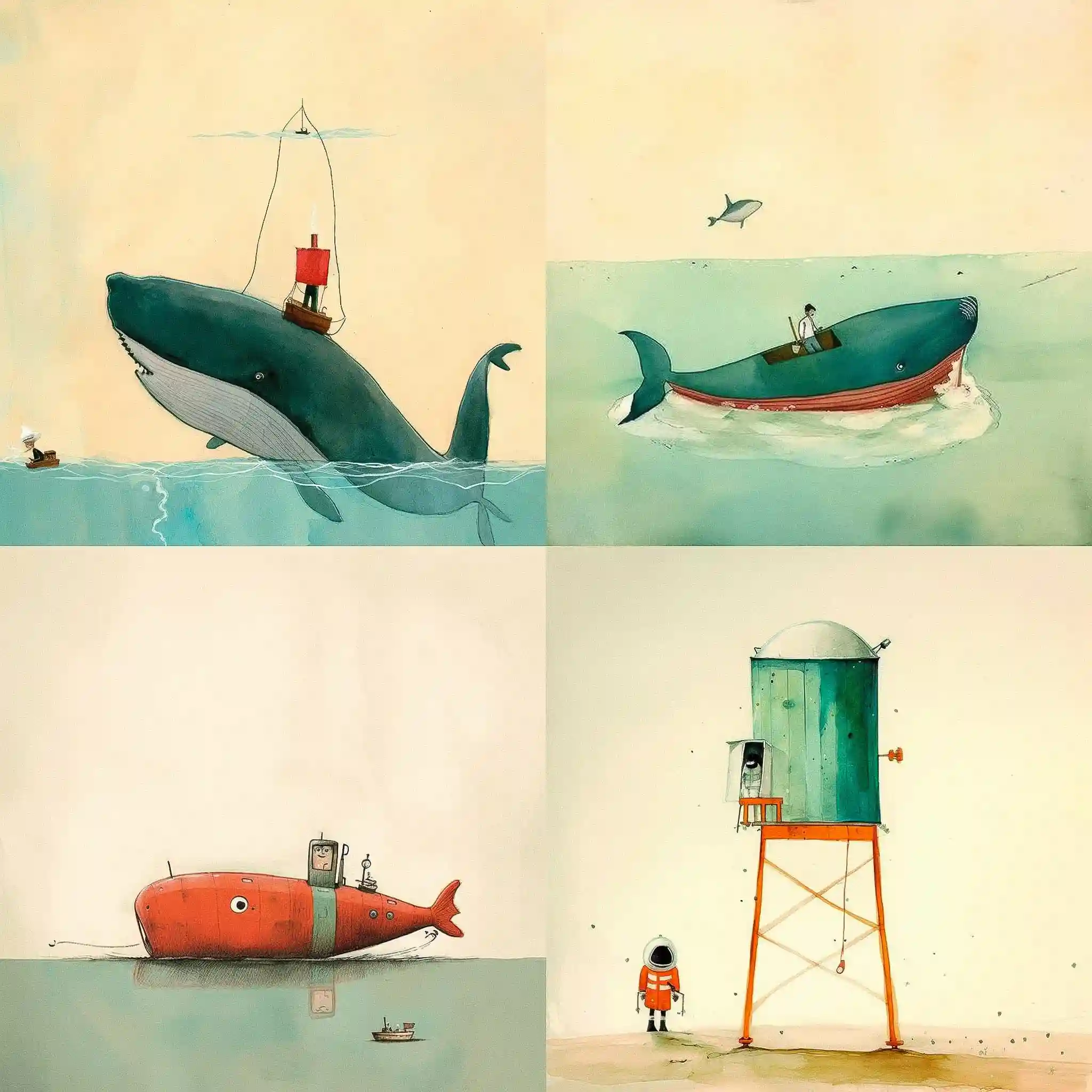 奥利弗·杰弗斯 oliver jeffers风格midjourney AI绘画作品 -奥利弗·杰弗斯 oliver jeffers风格midjourney AI绘画作品