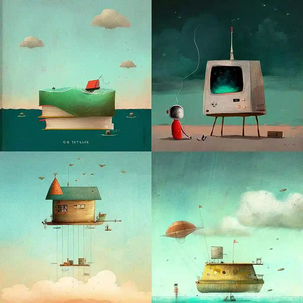 奥利弗·杰弗斯 oliver jeffers风格midjourney AI绘画作品 -奥利弗·杰弗斯 oliver jeffers风格midjourney AI绘画作品