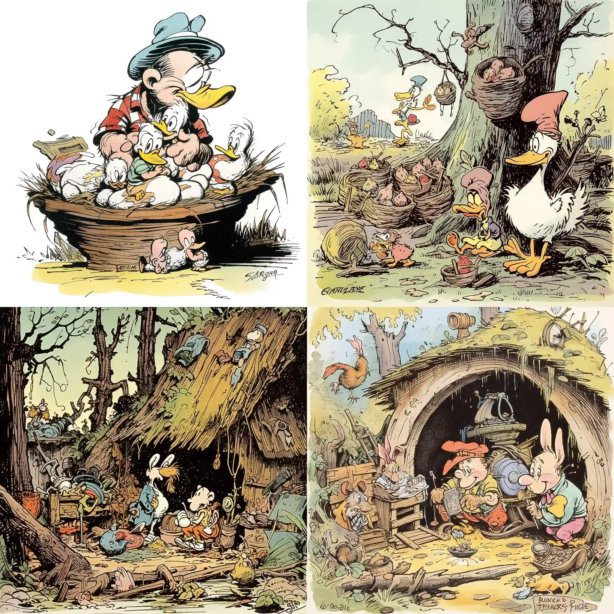 沃尔特·凯利 walt kelly风格midjourney AI绘画作品 -沃尔特·凯利 walt kelly风格midjourney AI绘画作品