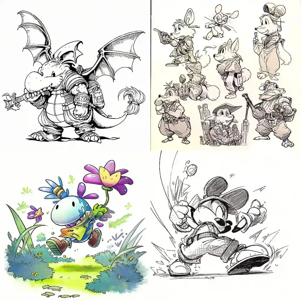 沃尔特·凯利 walt kelly风格midjourney AI绘画作品 -沃尔特·凯利 walt kelly风格midjourney AI绘画作品