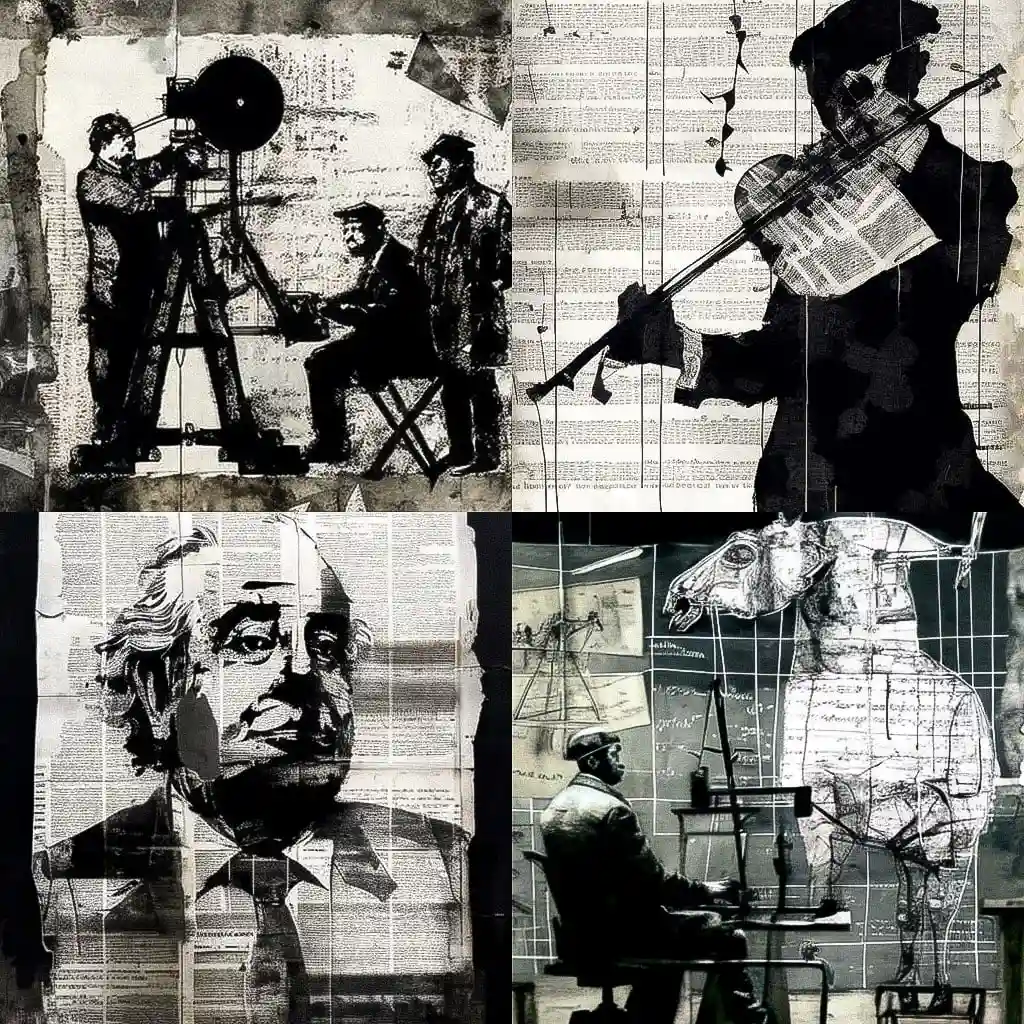 威廉·肯特里奇 william kentridge风格midjourney AI绘画作品 -威廉·肯特里奇 william kentridge风格midjourney AI绘画作品