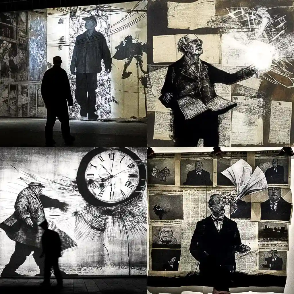 威廉·肯特里奇 william kentridge风格midjourney AI绘画作品 -威廉·肯特里奇 william kentridge风格midjourney AI绘画作品