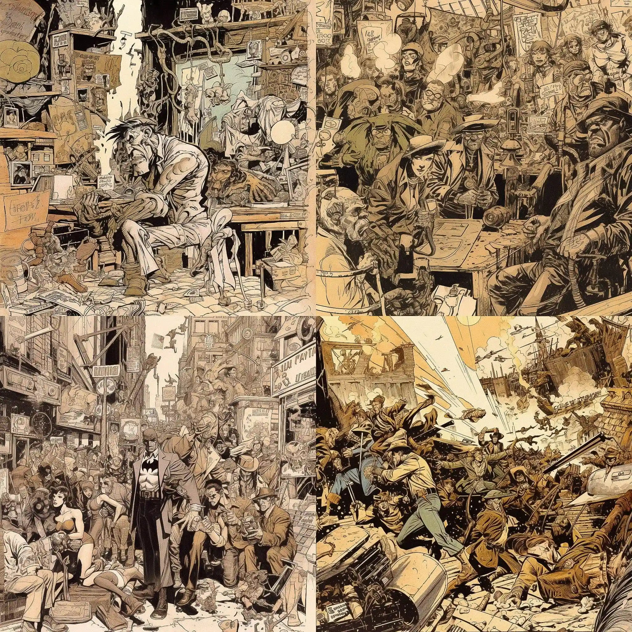 乔·库伯特 joe kubert风格midjourney AI绘画作品 -乔·库伯特 joe kubert风格midjourney AI绘画作品