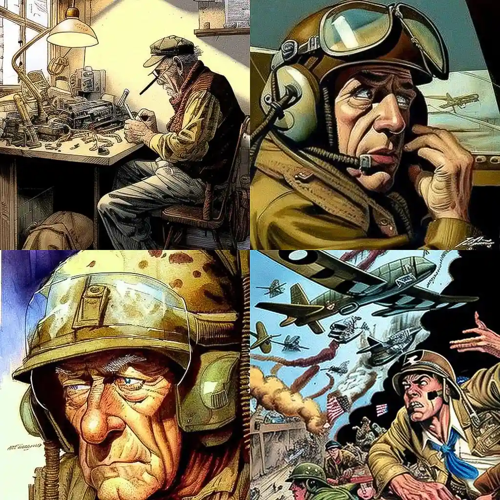 乔·库伯特 joe kubert风格midjourney AI绘画作品 -乔·库伯特 joe kubert风格midjourney AI绘画作品