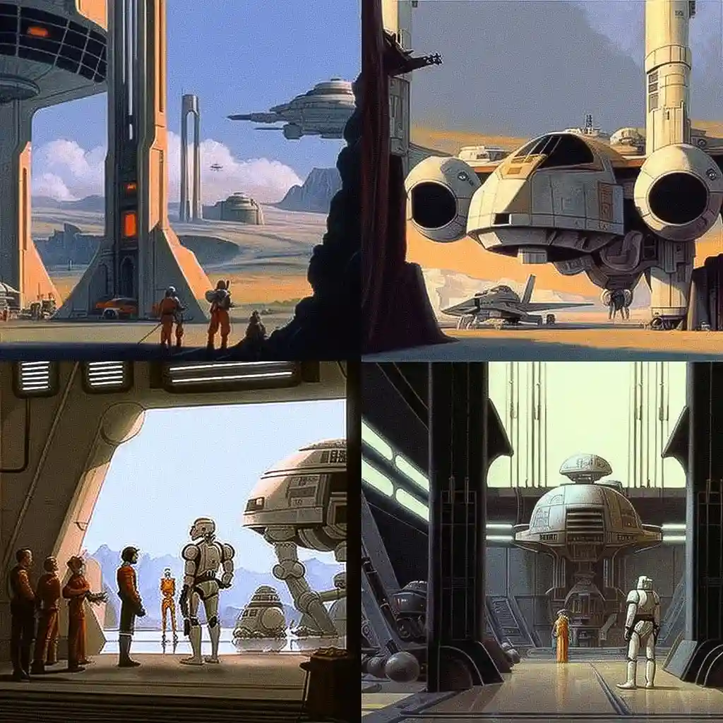 拉尔夫·麦克奎里 ralph mcquarrie风格midjourney AI绘画作品 -拉尔夫·麦克奎里 ralph mcquarrie风格midjourney AI绘画作品