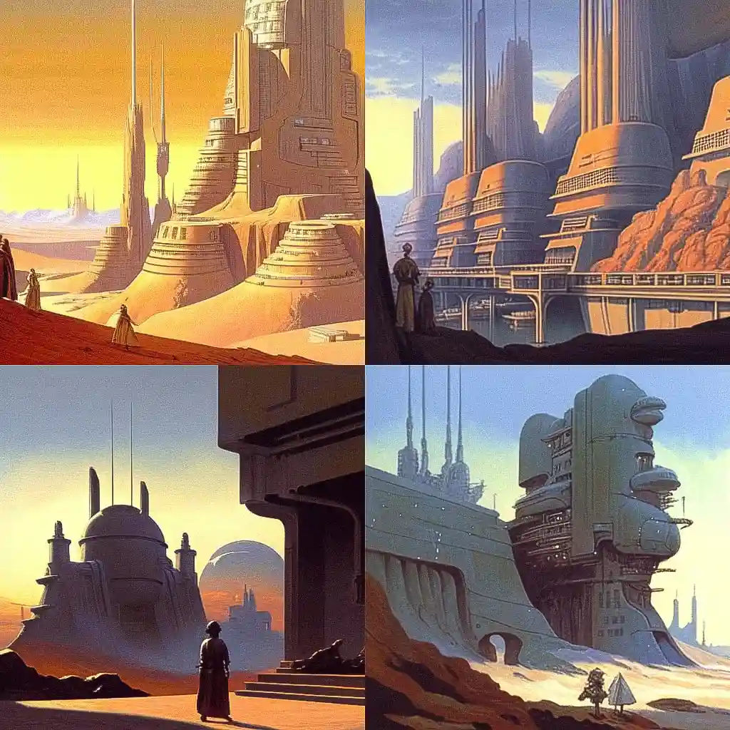 拉尔夫·麦克奎里 ralph mcquarrie风格midjourney AI绘画作品 -拉尔夫·麦克奎里 ralph mcquarrie风格midjourney AI绘画作品
