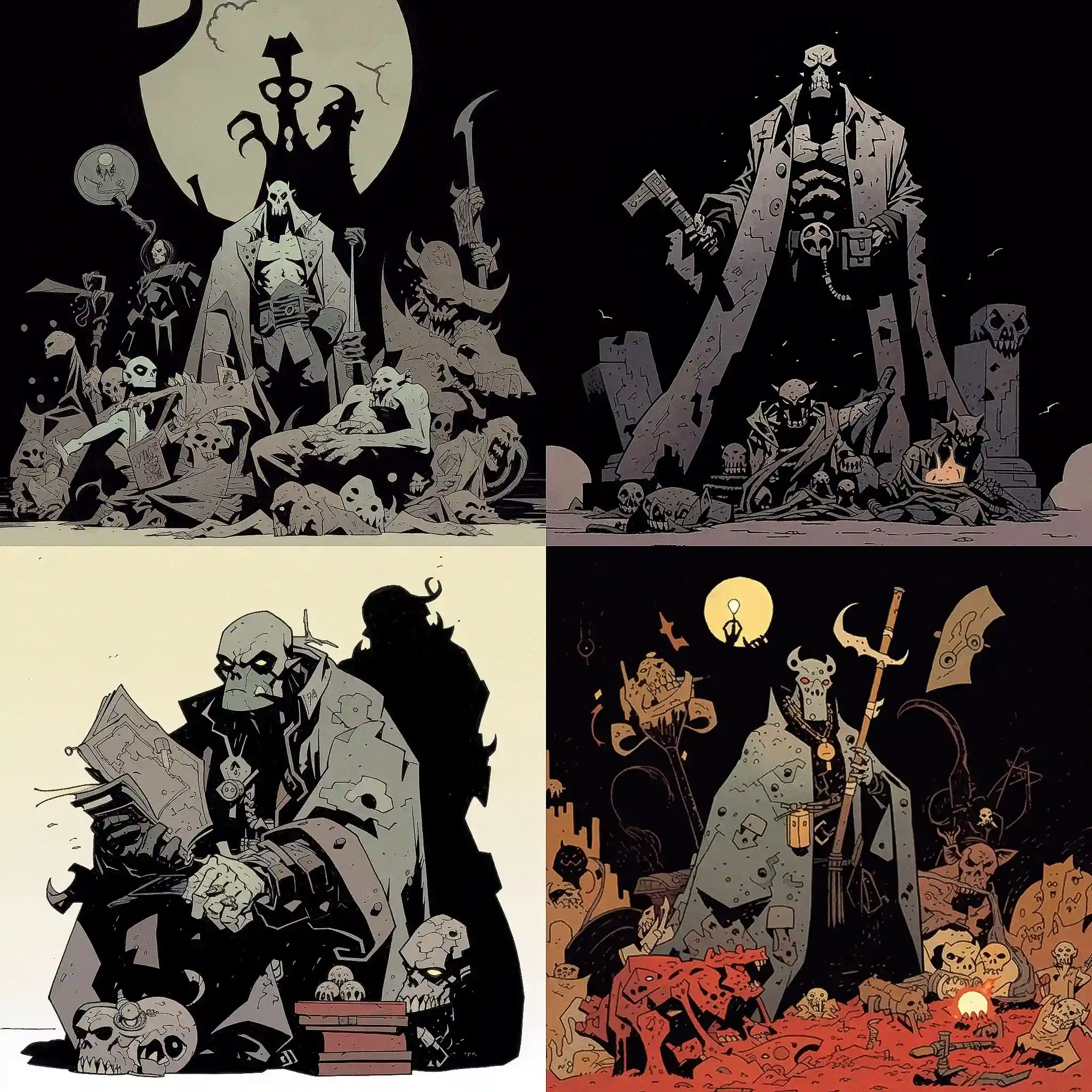 -迈克·米尼奥拉 mike mignola风格midjourney AI绘画作品