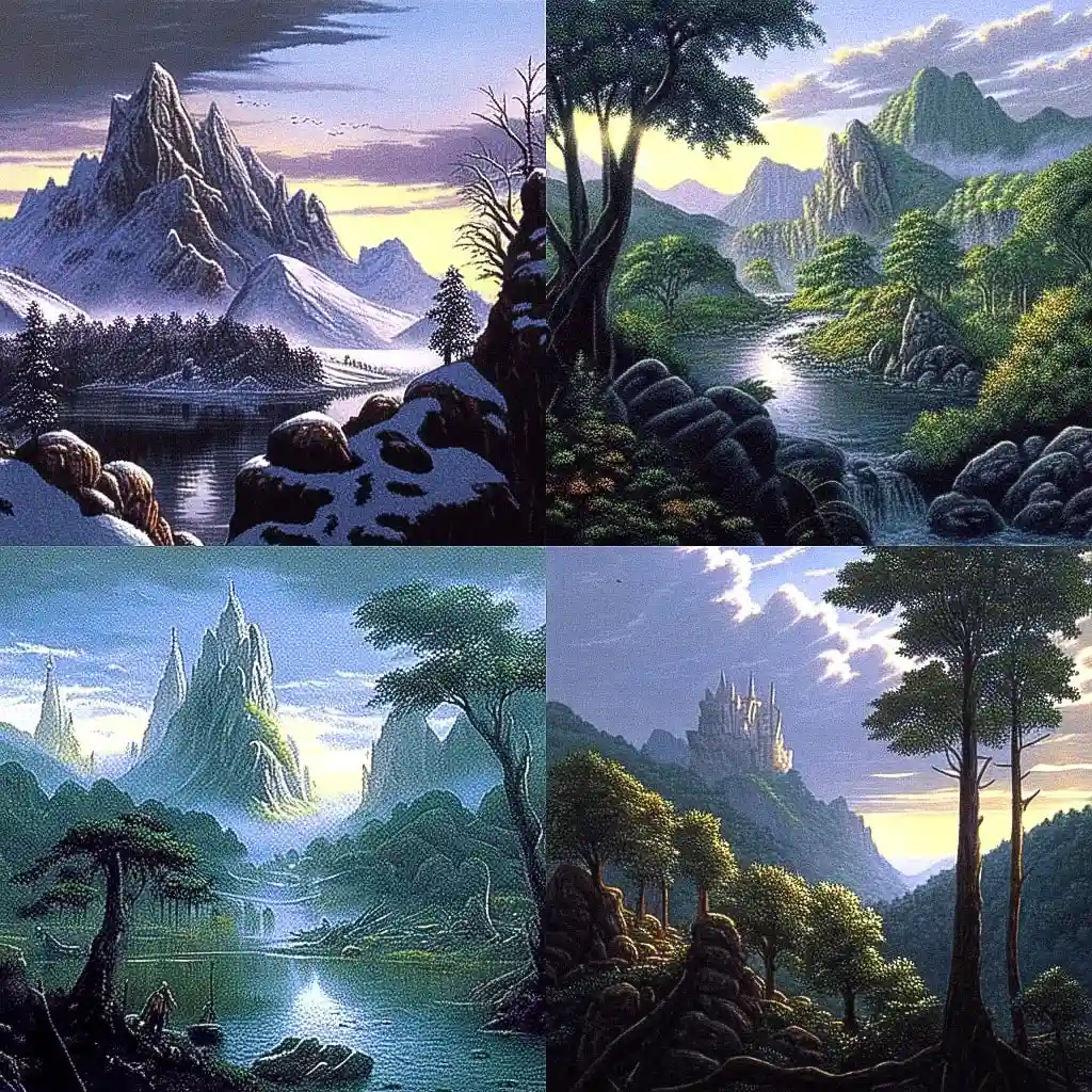 泰德·纳斯密斯 ted nasmith风格midjourney AI绘画作品 -泰德·纳斯密斯 ted nasmith风格midjourney AI绘画作品