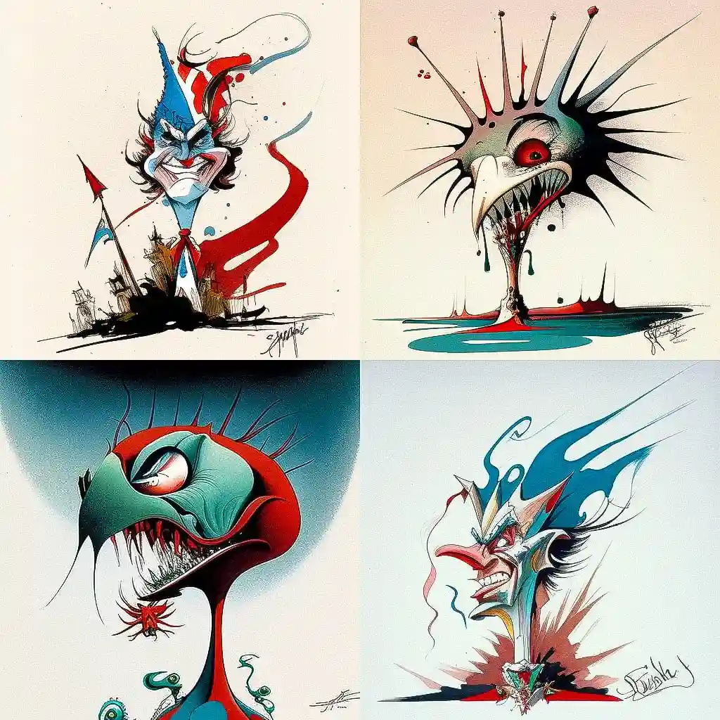 -杰拉尔德·斯卡菲 gerald scarfe风格midjourney AI绘画作品