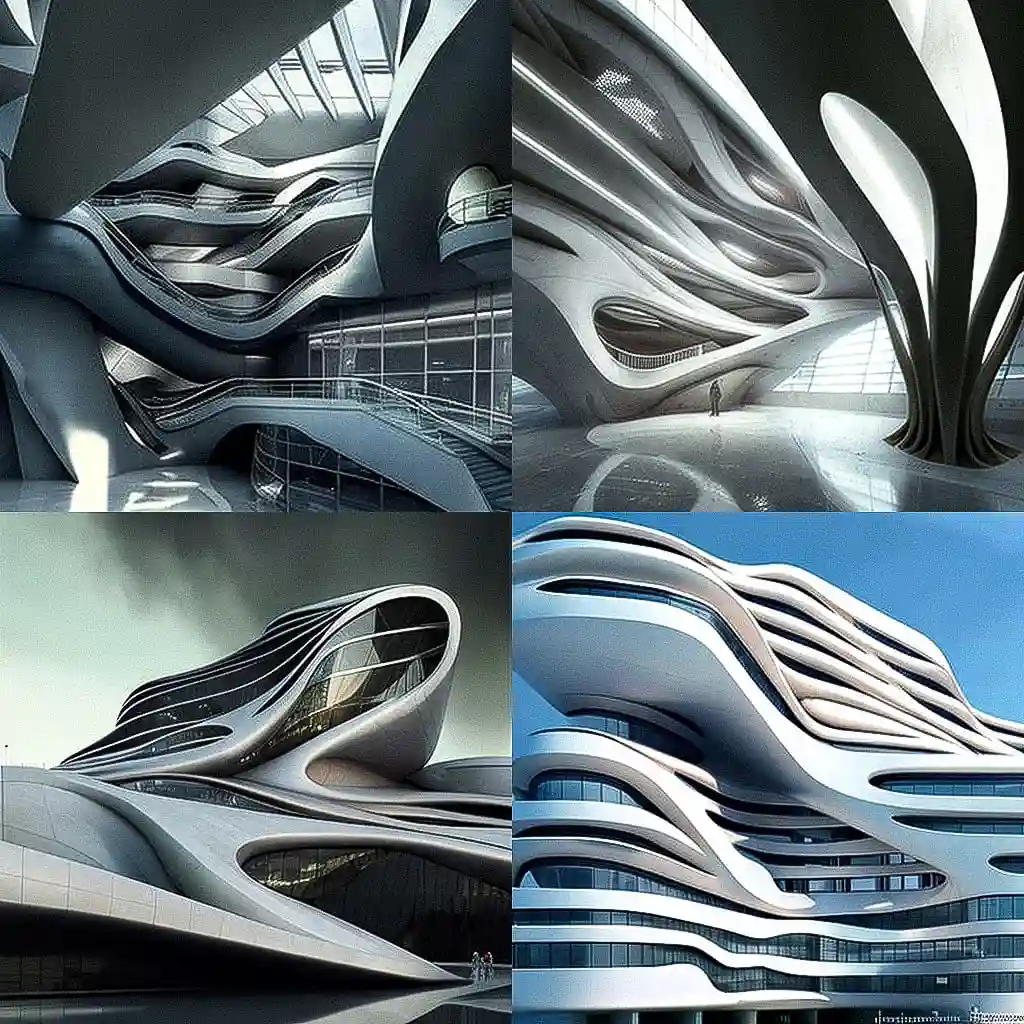 扎哈·哈迪德 zaha hadid风格midjourney AI绘画作品 -扎哈·哈迪德 zaha hadid风格midjourney AI绘画作品