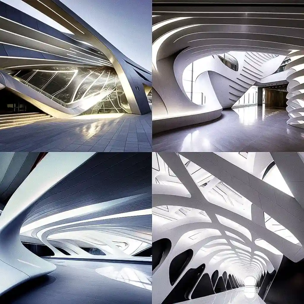 扎哈·哈迪德 zaha hadid风格midjourney AI绘画作品 -扎哈·哈迪德 zaha hadid风格midjourney AI绘画作品