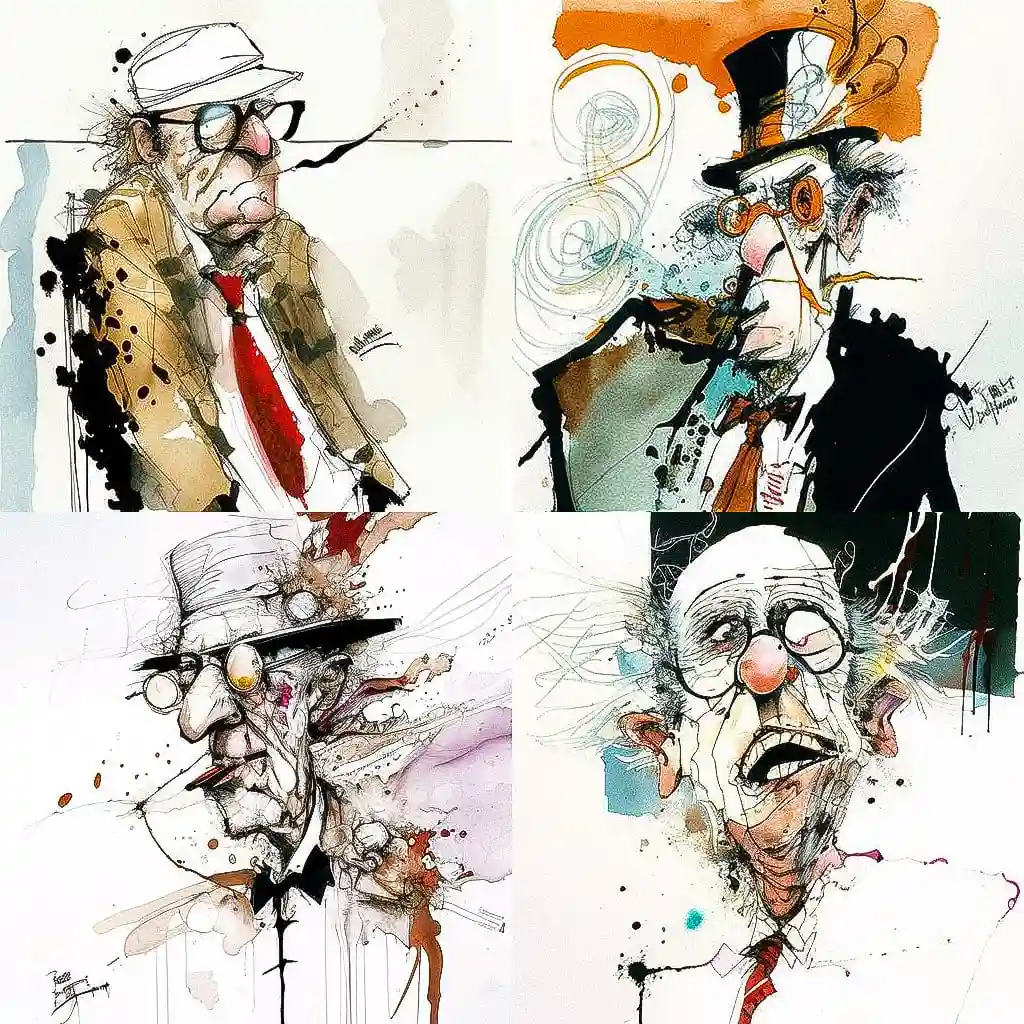 -拉尔夫·斯特德曼 ralph steadman风格midjourney AI绘画作品