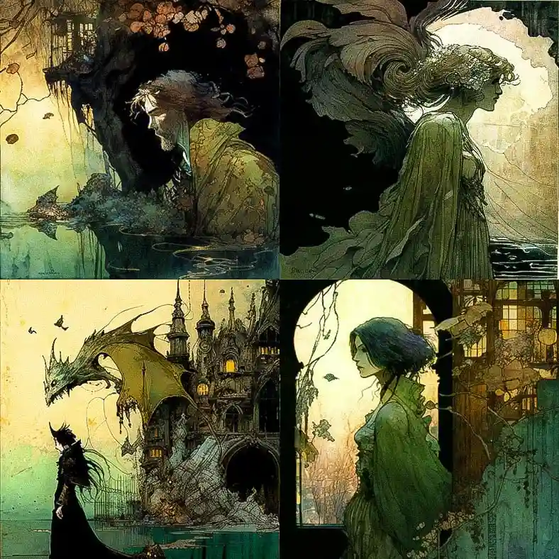 威廉·蒂姆林 william timlin风格midjourney AI绘画作品 -威廉·蒂姆林 william timlin风格midjourney AI绘画作品