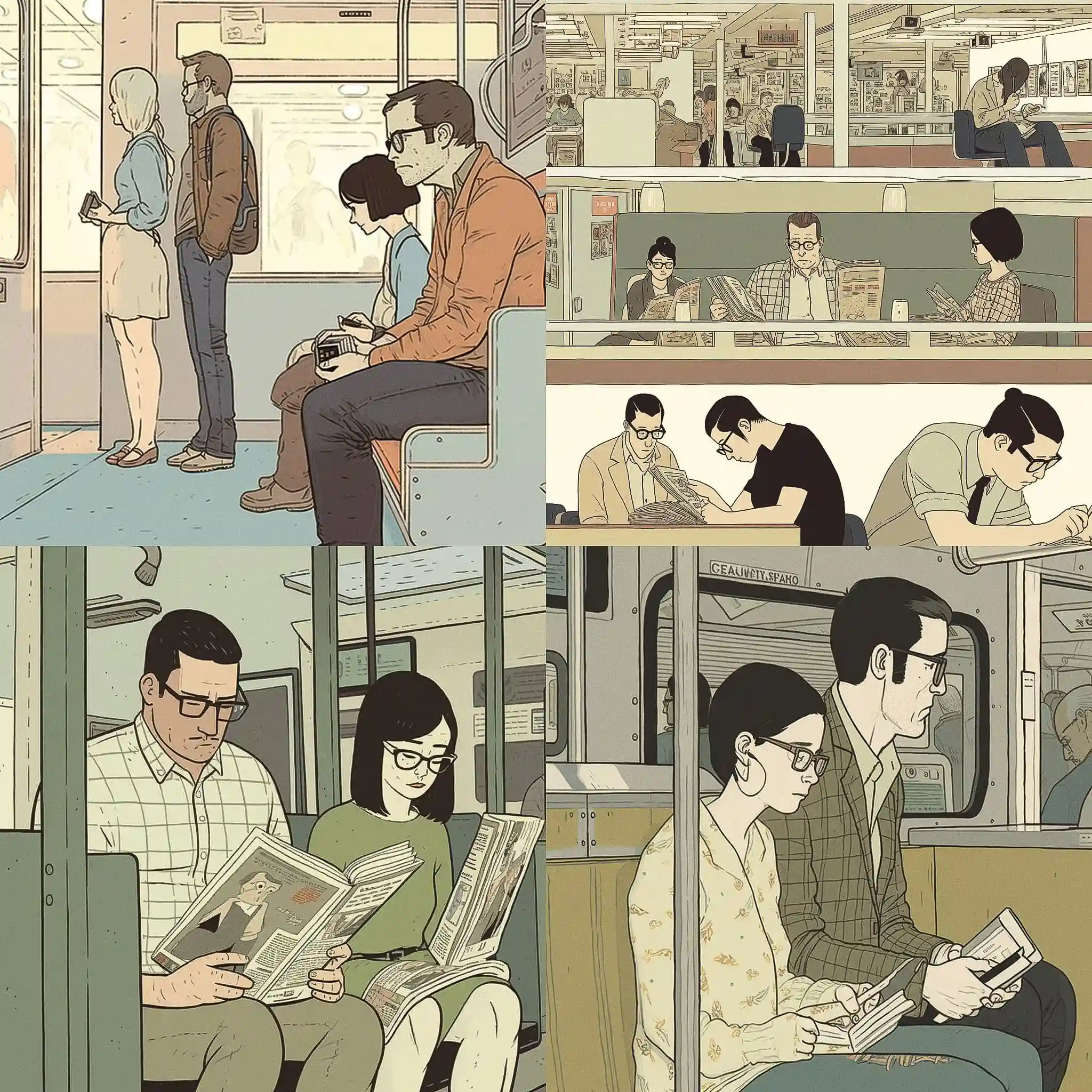 冬眠王 adrian tomine风格midjourney AI绘画作品 -冬眠王 adrian tomine风格midjourney AI绘画作品