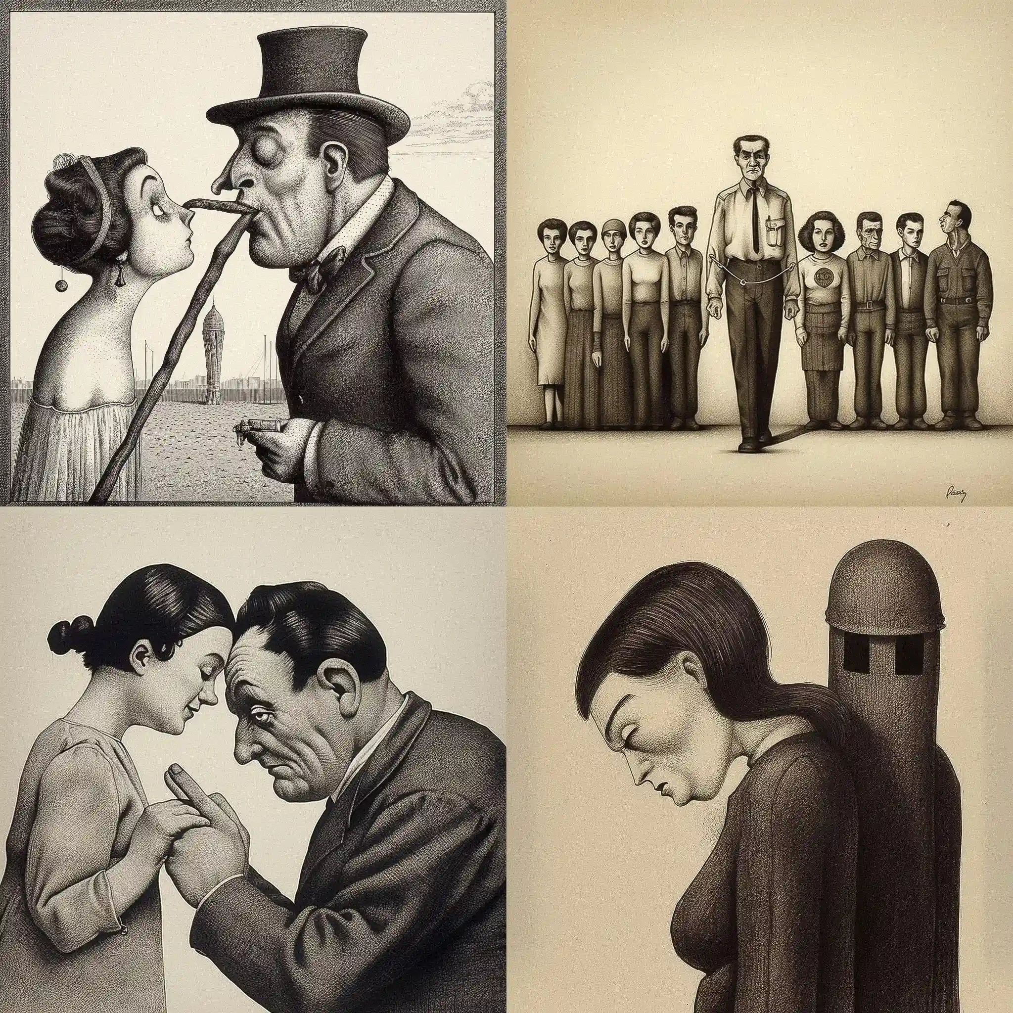 罗兰·托波尔 roland topor风格midjourney AI绘画作品 -罗兰·托波尔 roland topor风格midjourney AI绘画作品