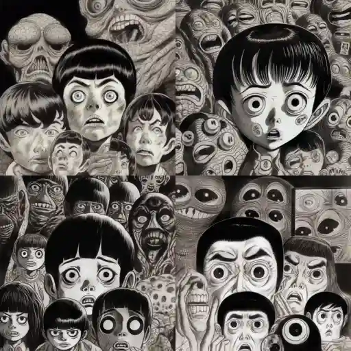 姥山忠成 kazuo umezu风格midjourney AI绘画作品 -姥山忠成 kazuo umezu风格midjourney AI绘画作品