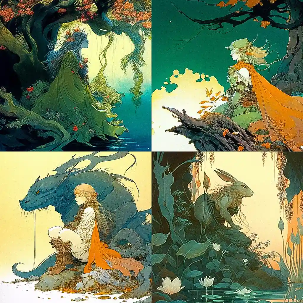 查尔斯·维斯 charles vess风格midjourney AI绘画作品 -查尔斯·维斯 charles vess风格midjourney AI绘画作品