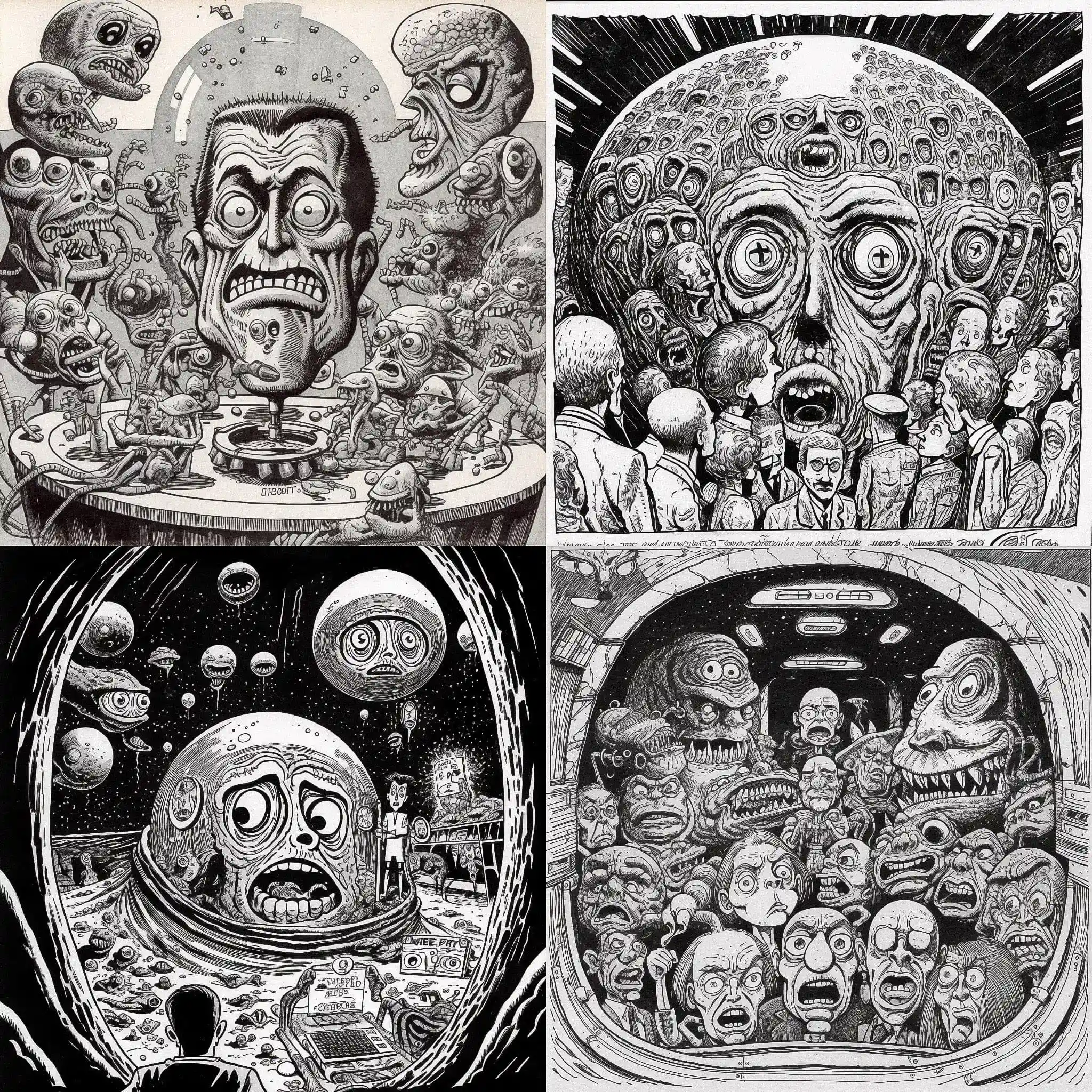 -巴西尔·沃尔弗顿 basil wolverton风格midjourney AI绘画作品