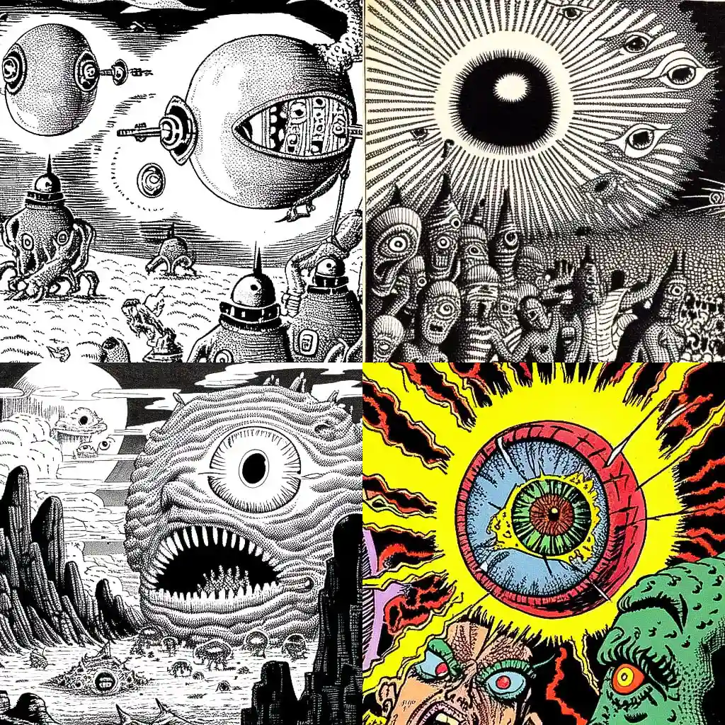 -巴西尔·沃尔弗顿 basil wolverton风格midjourney AI绘画作品