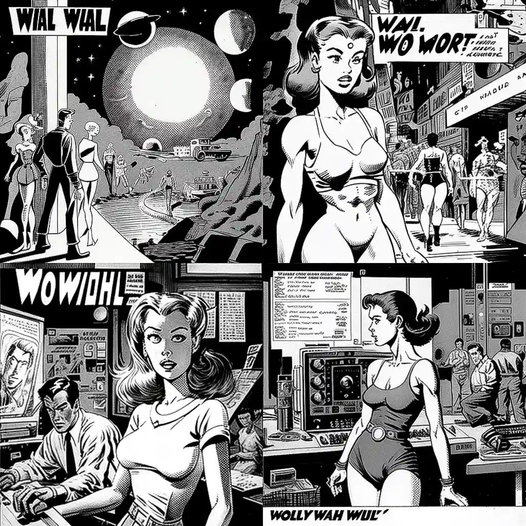 沃利·伍德 wally wood风格midjourney AI绘画作品 -沃利·伍德 wally wood风格midjourney AI绘画作品