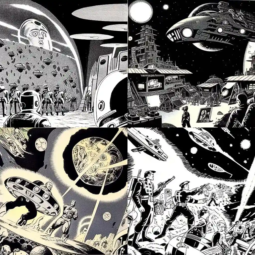 沃利·伍德 wally wood风格midjourney AI绘画作品 -沃利·伍德 wally wood风格midjourney AI绘画作品