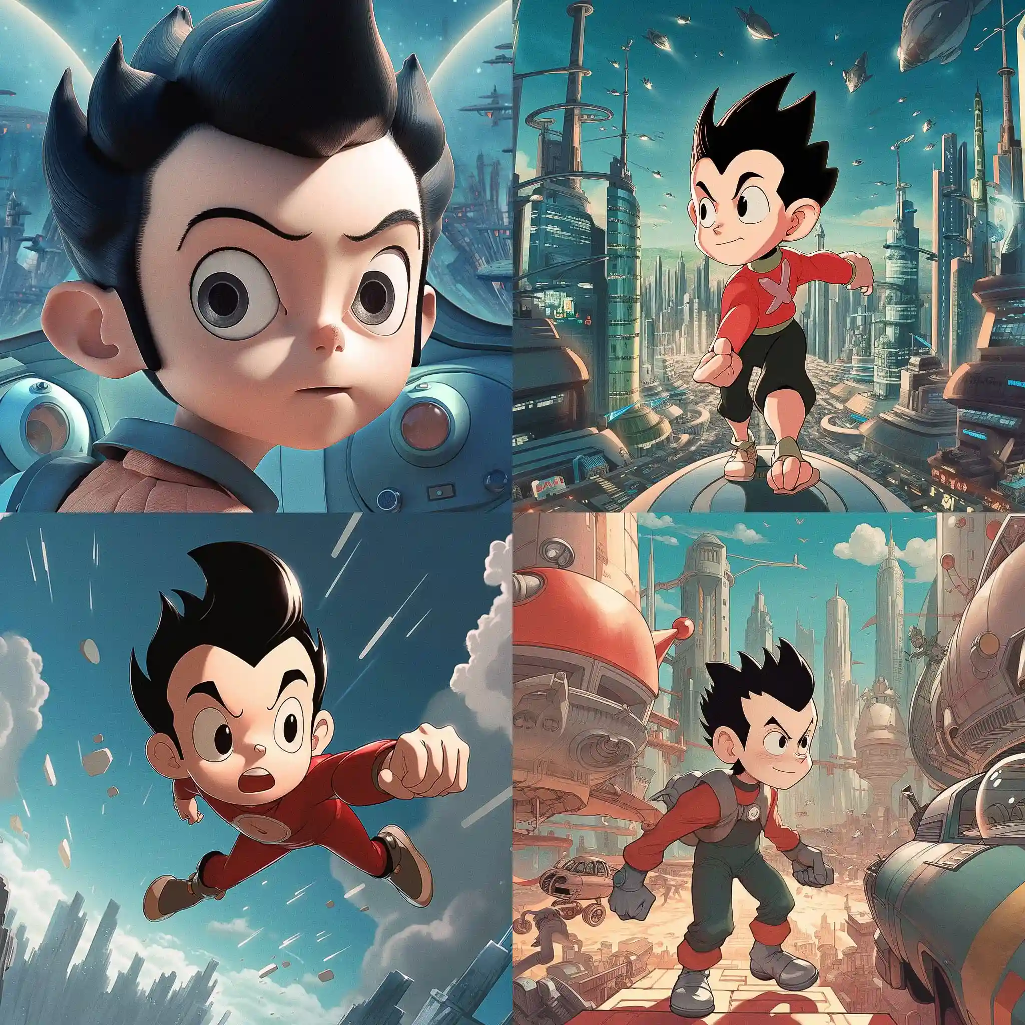 阿童木 astro boy风格midjourney AI绘画作品 -阿童木 astro boy风格midjourney AI绘画作品