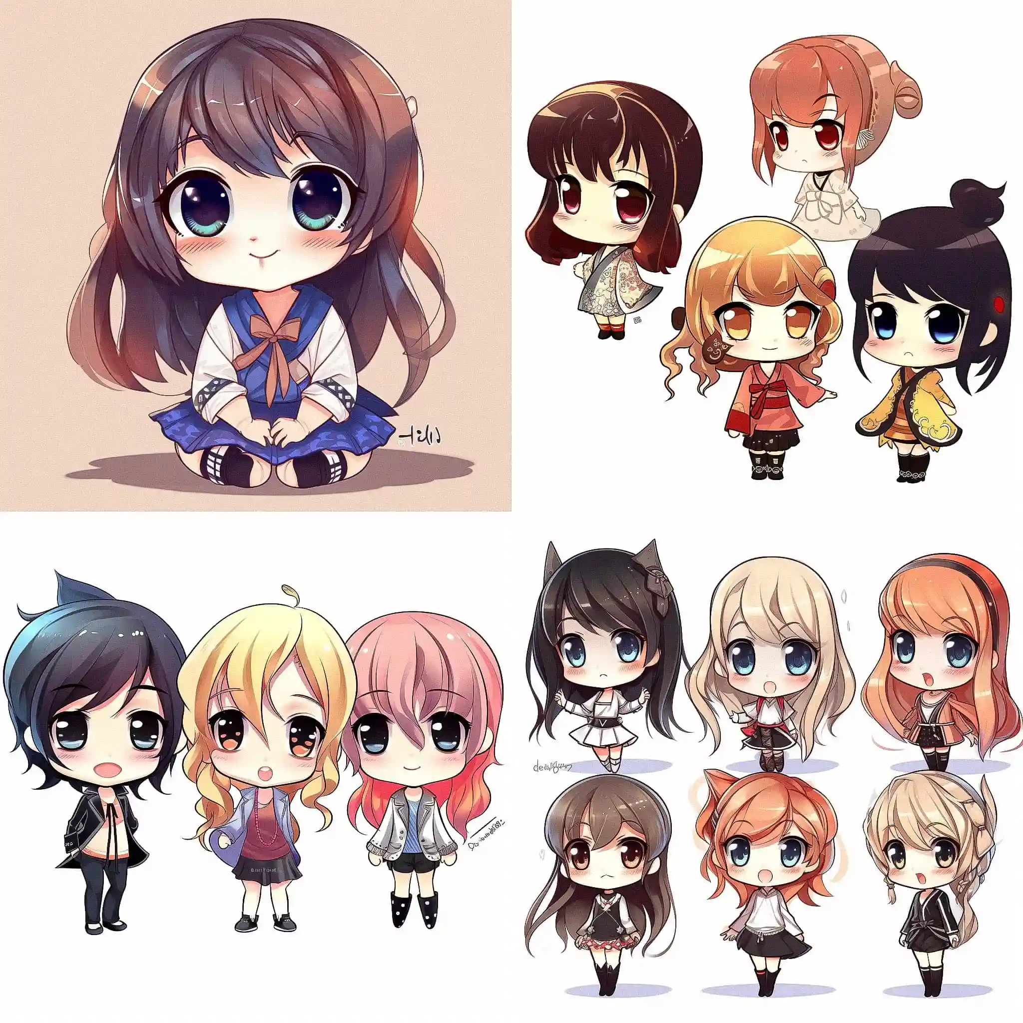 -Q版动漫风格 chibi anime style风格midjourney AI绘画作品