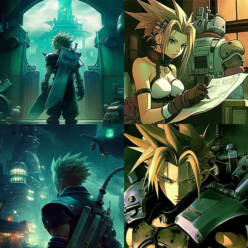 最终幻想VII final fantasy vii风格midjourney AI绘画作品 -最终幻想VII final fantasy vii风格midjourney AI绘画作品