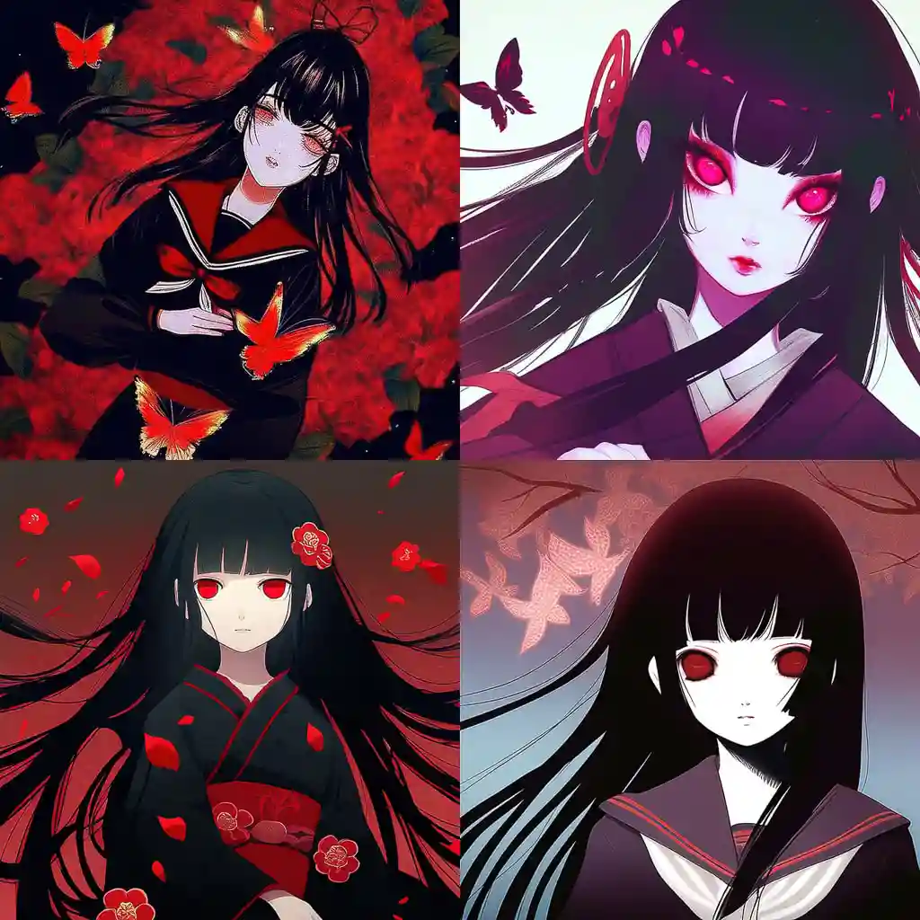 -地狱少女 jigoku shoujo风格midjourney AI绘画作品