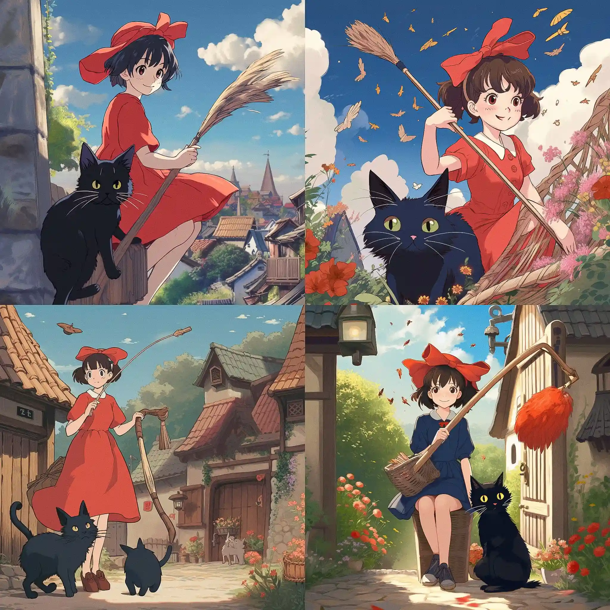 -魔女宅急便 kikis delivery service风格midjourney AI绘画作品