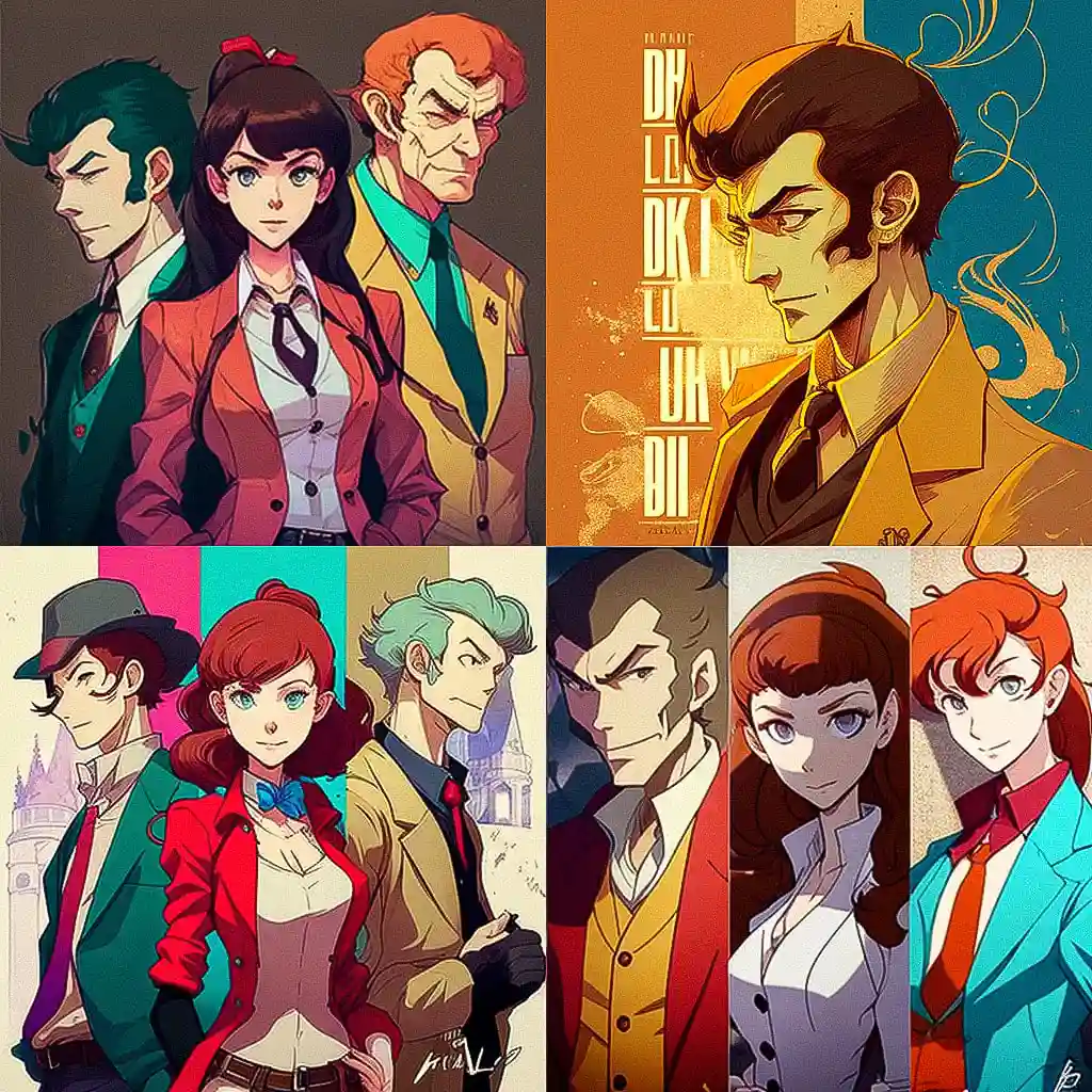 鲁邦三世 lupin the third风格midjourney AI绘画作品 -鲁邦三世 lupin the third风格midjourney AI绘画作品