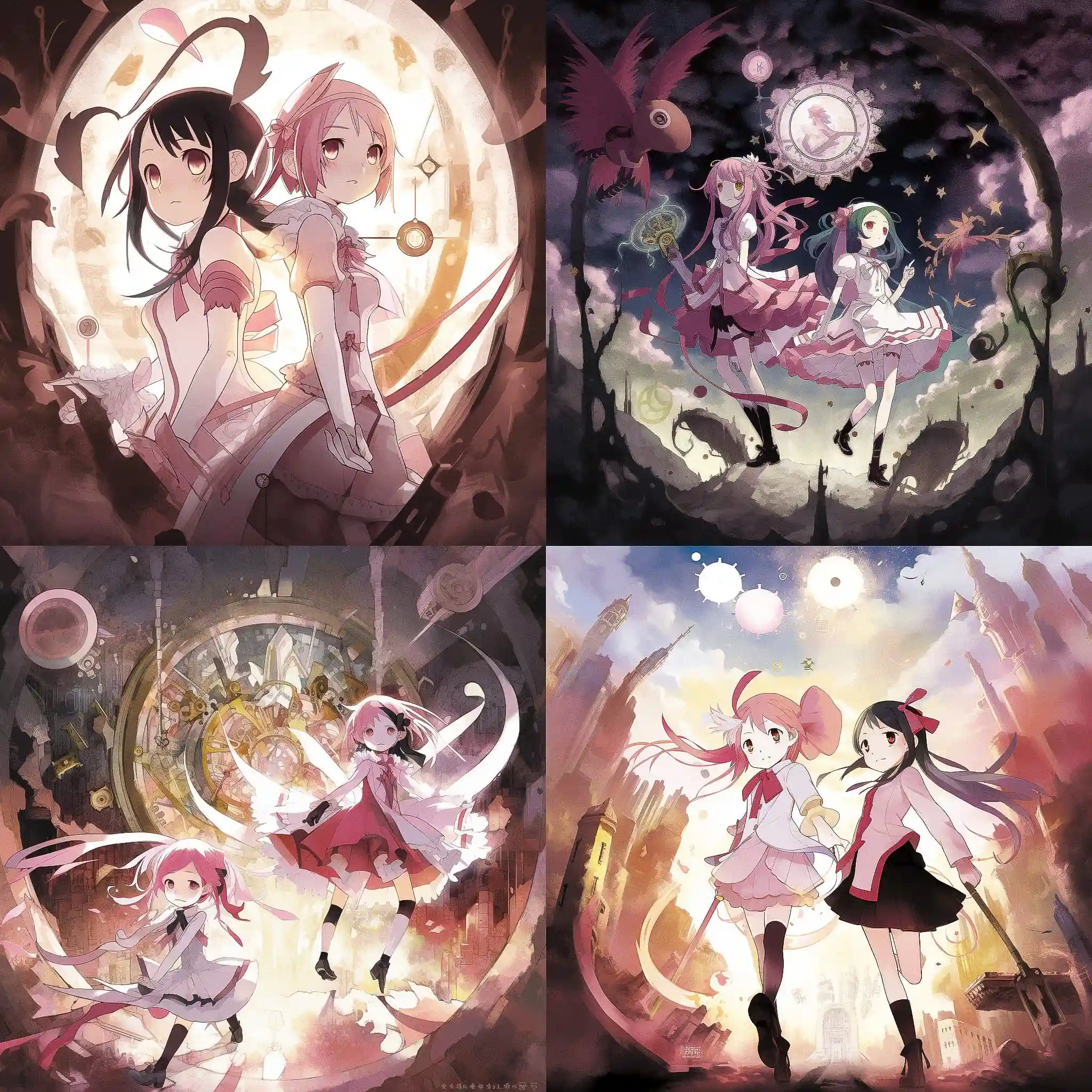 -魔法少女小圆 madoka magica风格midjourney AI绘画作品