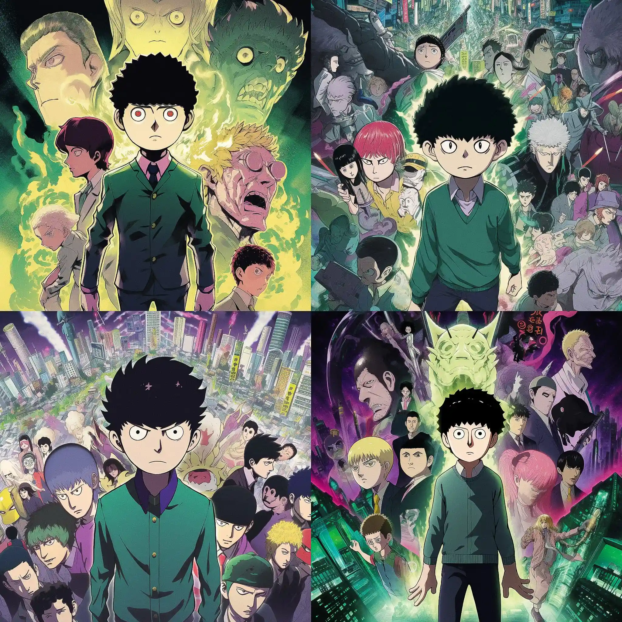 -灵能百分百 mob psycho 100风格midjourney AI绘画作品