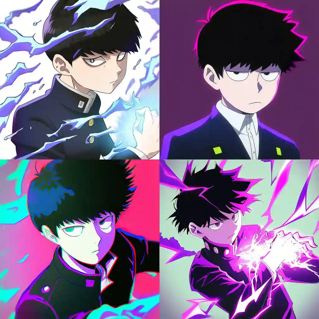 -灵能百分百 mob psycho 100风格midjourney AI绘画作品