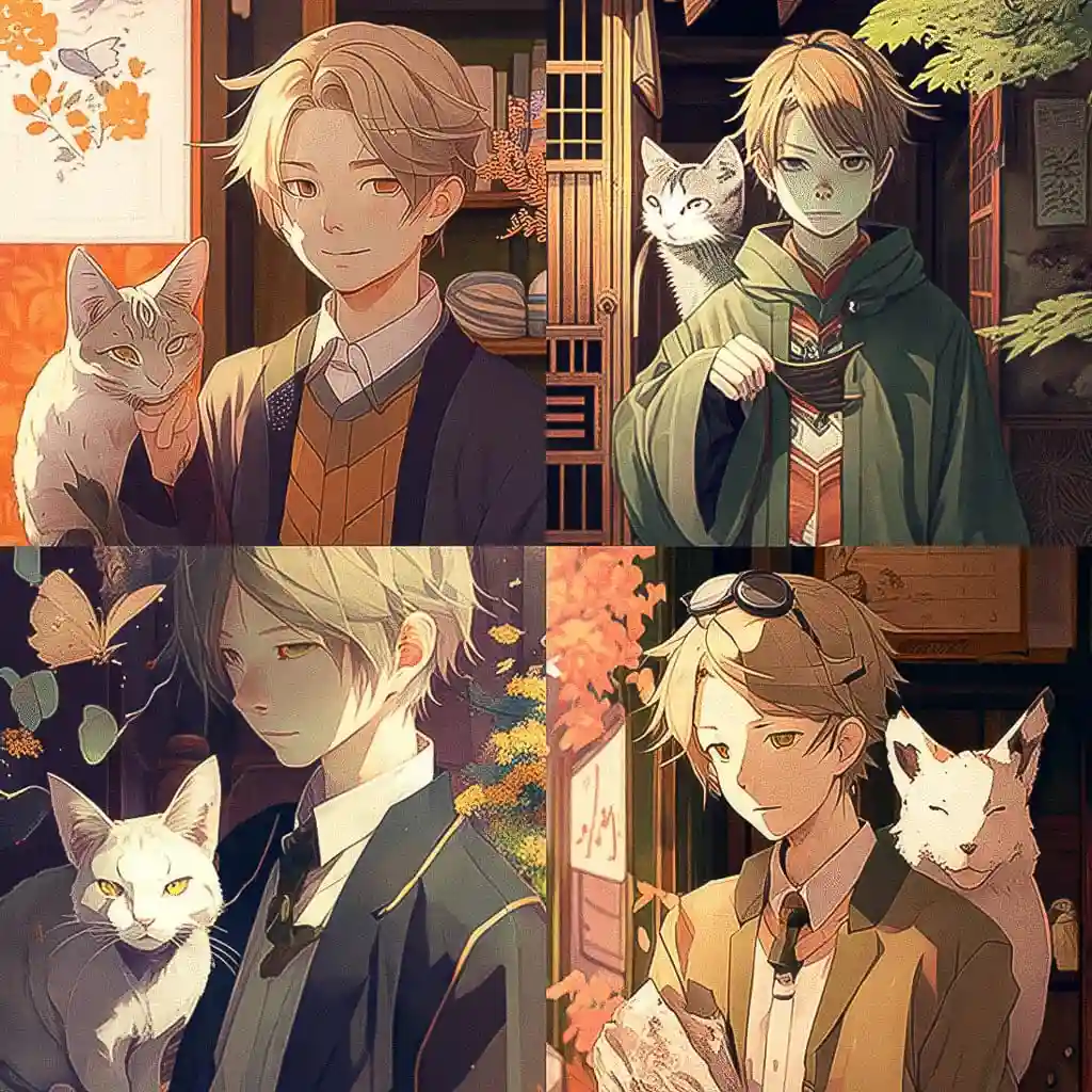 夏目友人帐 natsume yuujinchou风格midjourney AI绘画作品 -夏目友人帐 natsume yuujinchou风格midjourney AI绘画作品