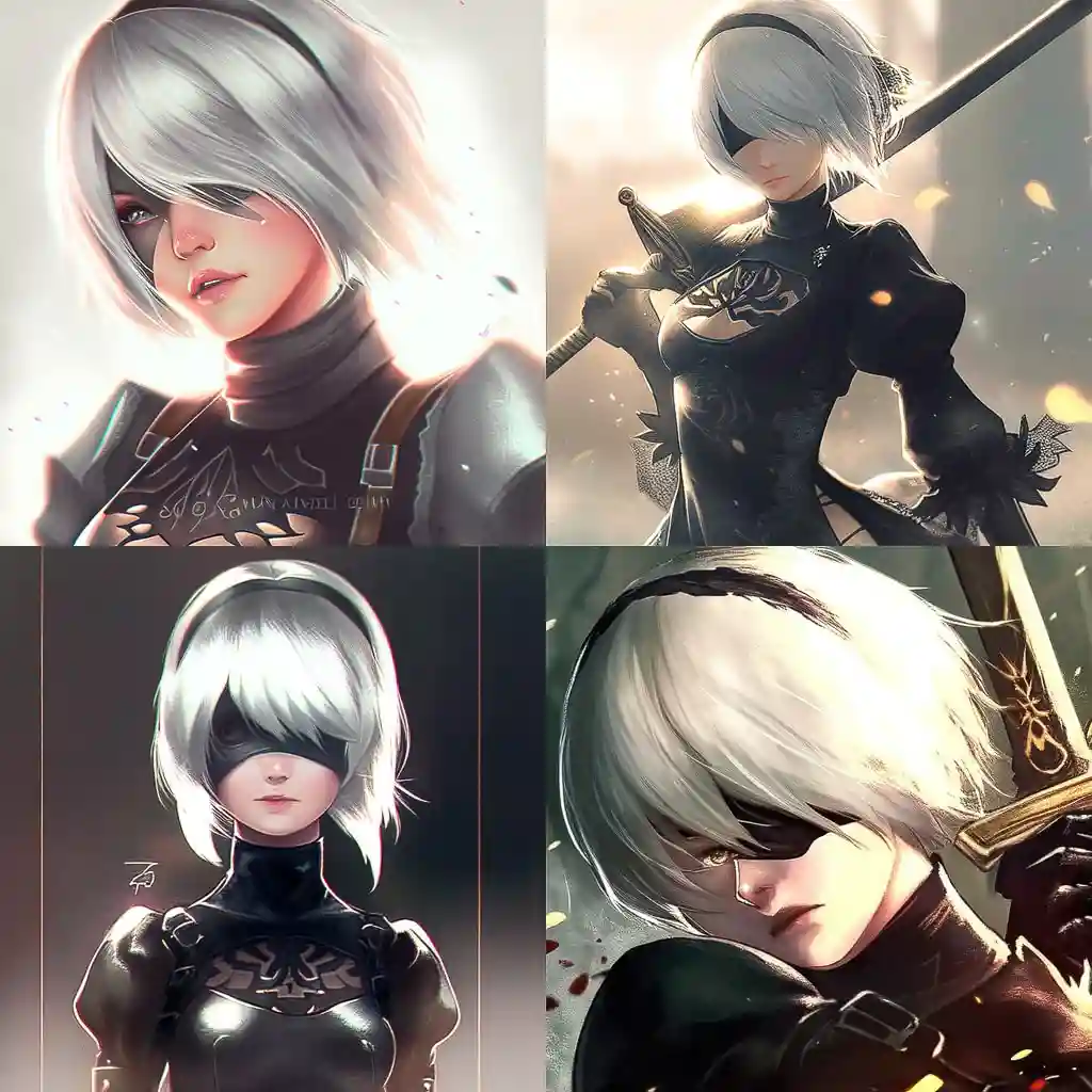 -尼尔：机械纪元 nier automata风格midjourney AI绘画作品