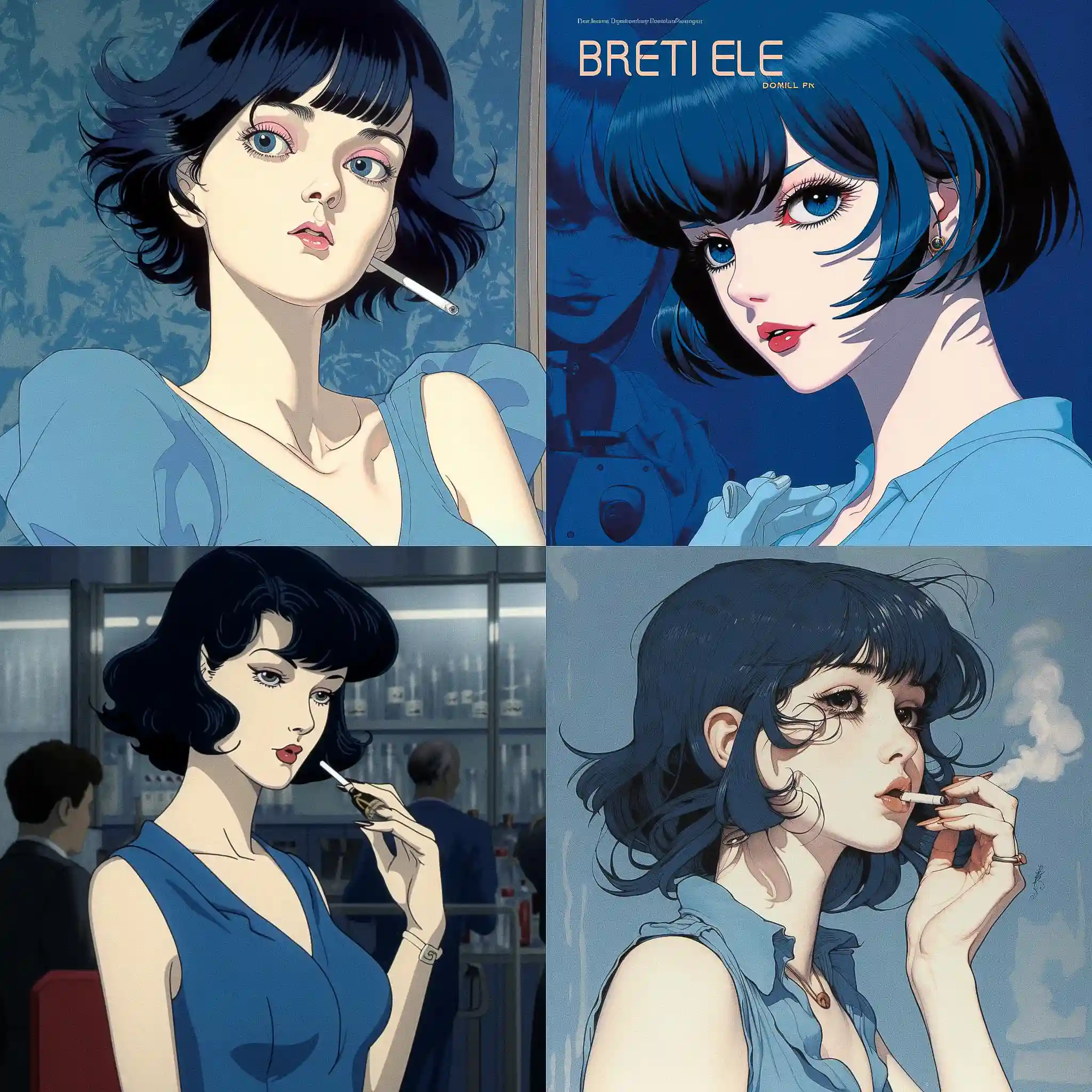 完美蓝调 perfect blue风格midjourney AI绘画作品 -完美蓝调 perfect blue风格midjourney AI绘画作品