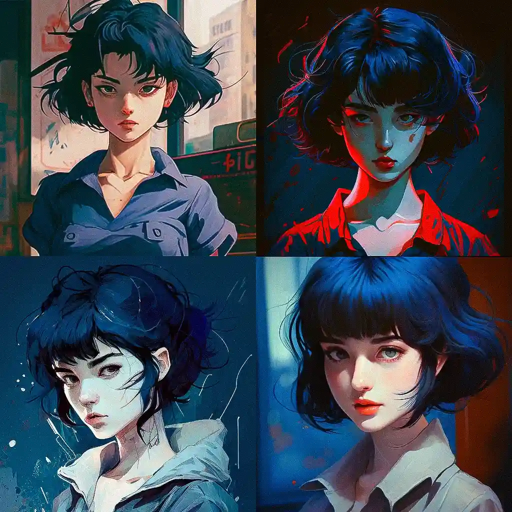 完美蓝调 perfect blue风格midjourney AI绘画作品 -完美蓝调 perfect blue风格midjourney AI绘画作品