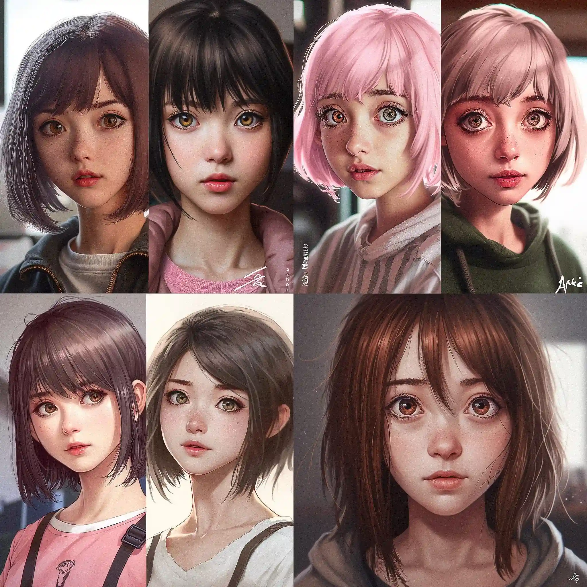 -写实动漫风格 realistic anime style风格midjourney AI绘画作品