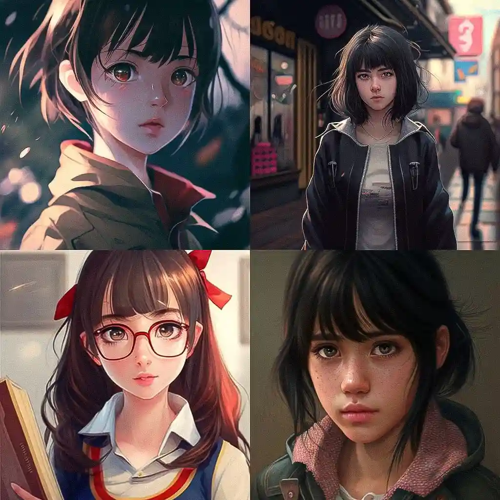 -写实动漫风格 realistic anime style风格midjourney AI绘画作品